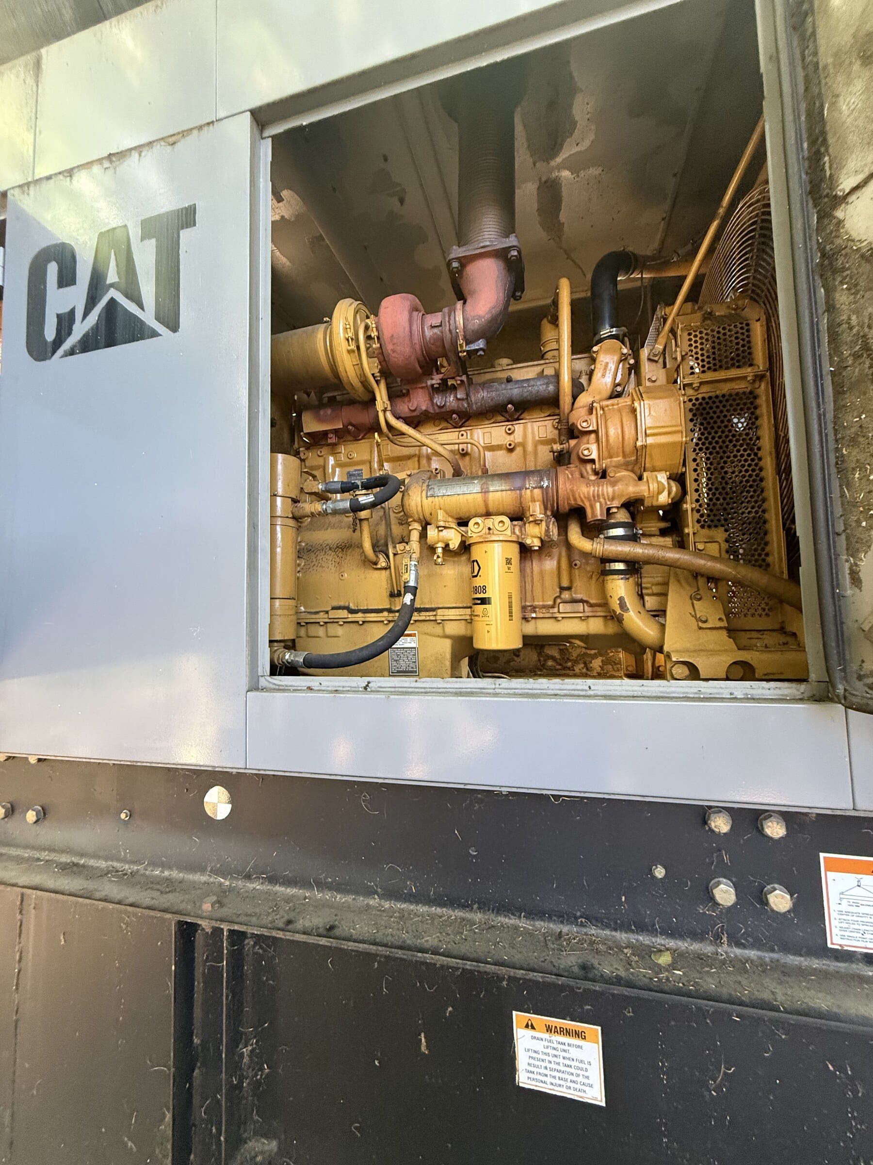 1999 Cat 3406C 350 kW diesel generator - open door showing engine