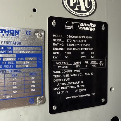 2014 Onsite Energy 50 kW Diesel Generator