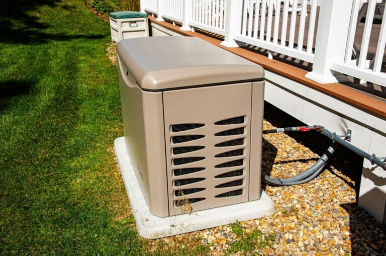 Residential Standby Generator On, Concrete Pad