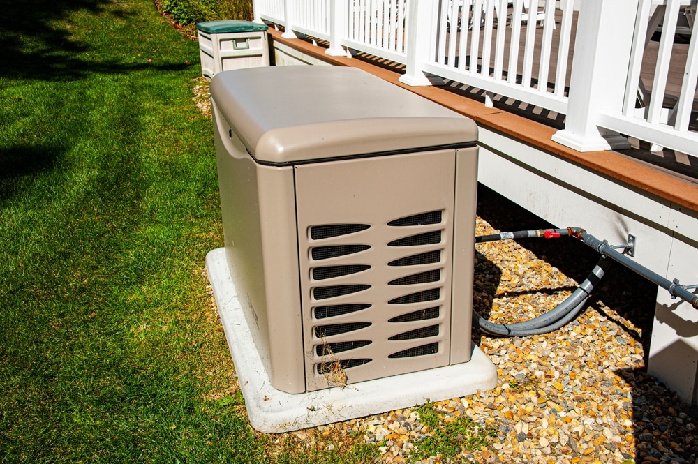 Residential Standby Generator On, Concrete Pad