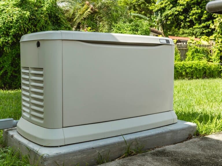 Residential Standby Generator On, Concrete Pad