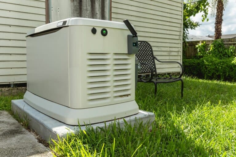 Residential Standby Generator On, Concrete Pad