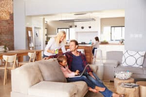Family in living room